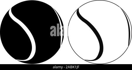 Balle de tennis. En noir et blanc indiquant icons Illustration de Vecteur