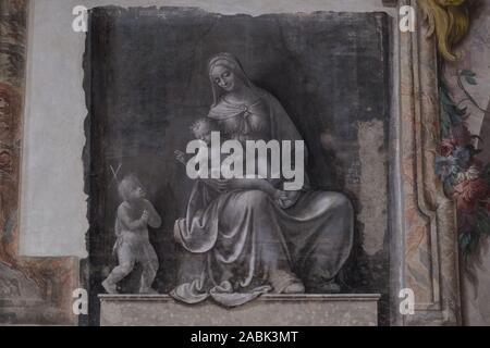 Italie, Milan : église de San Marco. Fresque en noir et blanc porté avec l'École de Leonardo da Vinci Banque D'Images
