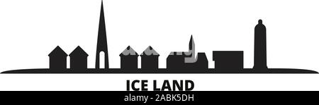 L'Islande ville vector illustration isolé. Voyage Islande cityscape de repères Illustration de Vecteur