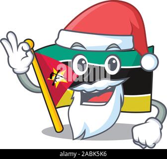 Mozambique drapeau à Santa cartoon character design Illustration de Vecteur