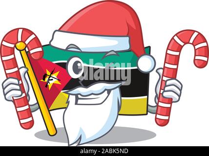 Mozambique drapeau personnage à Santa par candy Illustration de Vecteur