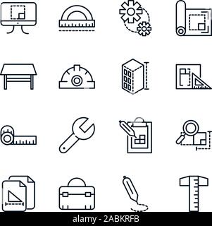 Architecture construction tools icons set line vector illustration Illustration de Vecteur