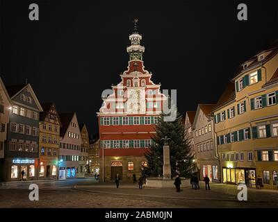 Sur Esslingen Neckar, Allemagne par nuit Banque D'Images