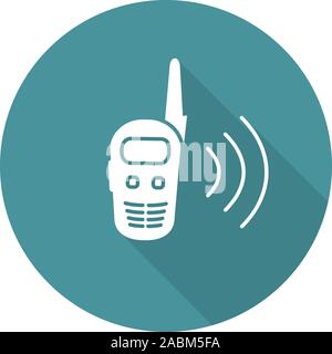 Design plat talkie walkie ombre portée de l'icône. Émetteur-récepteur radio. Symbole silhouette vecteur Illustration de Vecteur