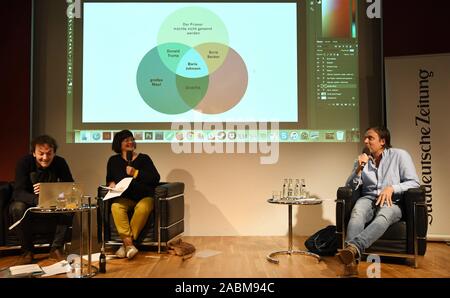 Wolfgang Luef (à gauche), Susanne Schneider et Marc Baumann au soir de l'AG des auteurs dans le Literaturhaus sur le thème : 'Say rien vivre maintenant ! [Traduction automatique] Banque D'Images