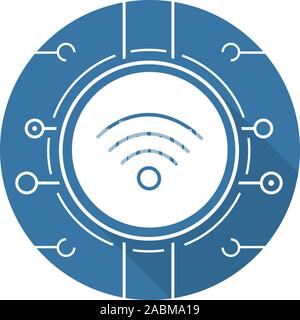 Spot Wifi modèle plat, ombre portée de l'icône. Connexions réseau wi fi. Symbole silhouette vecteur Illustration de Vecteur