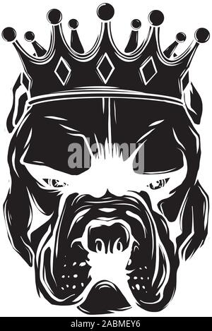 Pitbull dans la couronne sur fond blanc. Vector illustration. Illustration de Vecteur