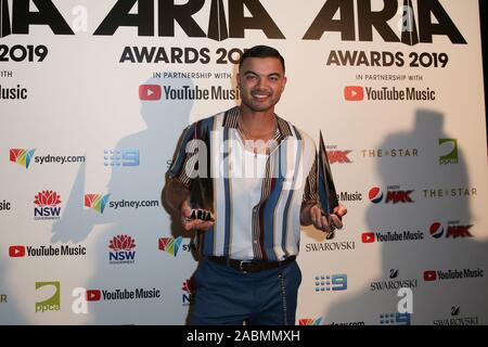 Novembre 27, 2019, Sydney, NSW, Australie : GUY SEBASTIAN pose dans la salle de remise des prix au cours de la 33e édition du Prix ARIA 2019 à l'étoile le 27 novembre 2019 à Sydney, NSW Australie (crédit Image : © Christopher Khoury/l'agence de presse australienne via Zuma sur le fil) Banque D'Images