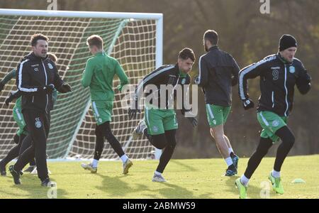 Tranent, Ormiston, East Lothian.L'Ecosse. UK. 28 novembre 2019 Hibernian Joe Newell (11) Session de formation , pour le Scottish Premiership match contre Kilmarnock. Crédit : eric mccowat/Alamy Live News Banque D'Images