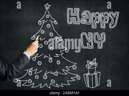 Businessman hand with chalk nulles Banque D'Images