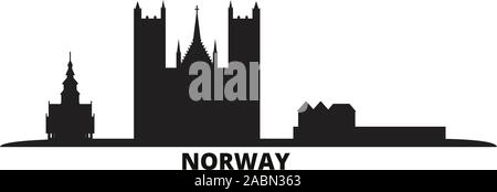 La Norvège sur les toits de la ville d'illustration vectorielle, isolé. La Norvège billet cityscape de repères Illustration de Vecteur