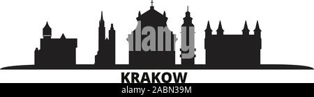 Pologne, Krakow city skyline vector illustration isolé. Pologne, Krakow travel cityscape de repères Illustration de Vecteur