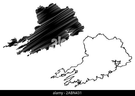 Le Conseil du comté de Cork (République d'Irlande, les comtés de l'Irlande) map vector illustration, scribble sketch carte Liège Illustration de Vecteur