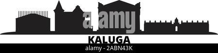 La Russie, l'horizon de la ville de Kalouga illustration vectorielles. La Russie, Kaluga noir voyage cityscape Illustration de Vecteur