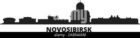 La Russie, Moscow City skyline vector illustration isolé. La Russie, Novosibirsk billet black cityscape Illustration de Vecteur