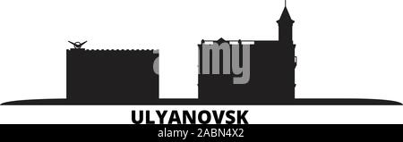 La Russie, l'horizon de la ville d'Oulianovsk illustration vectorielles. La Russie, Ulyanovsk noir voyage cityscape Illustration de Vecteur