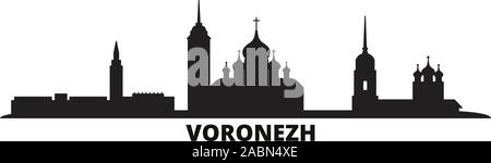 La Russie, Voronezh city skyline vector illustration isolé. La Russie, Voronezh noir voyage cityscape Illustration de Vecteur