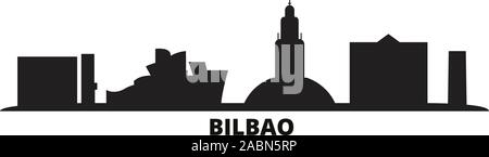 L'Espagne, Bilbao ville vector illustration isolé. L'Espagne, Bilbao noir voyage cityscape Illustration de Vecteur