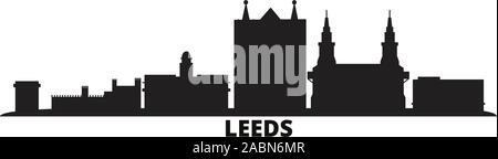 Royaume-uni, Leeds City skyline illustration vectorielles. Royaume-uni, Leeds billet black cityscape Illustration de Vecteur