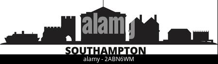 Royaume-uni, Southampton City skyline illustration vectorielles. Royaume-uni, Southampton billet black cityscape Illustration de Vecteur