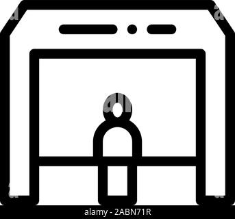 Bande de finition personne traverse l'icône de la ligne de finition Contour Vector Illustration Illustration de Vecteur