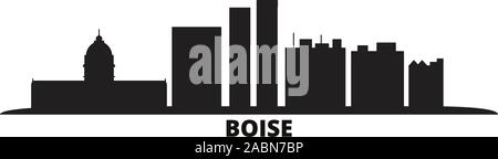 Etats Unis, Boise city skyline vector illustration isolé. Etats Unis, Boise billet black cityscape Illustration de Vecteur