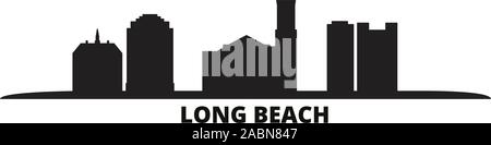 Etats Unis, Long Beach City skyline illustration vectorielles. Etats Unis, Long Beach noir voyage cityscape Illustration de Vecteur