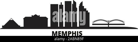 United States, Memphis city skyline vector illustration isolé. United States, Memphis noir voyage cityscape Illustration de Vecteur