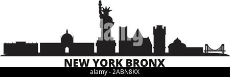 United States, Bronx à New York city skyline illustration vectorielles. United States, New York Bronx noir voyage cityscape Illustration de Vecteur