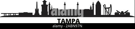 United States, Tampa city skyline vector illustration isolé. United States, Tampa billet black cityscape Illustration de Vecteur