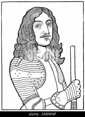 Portrait gravé de James Graham, 1er marquis de Montrose (1612 - 1650), noble écossais, poète et soldat, lord lieutenant et plus tard vice-roi et capitaine général de l'Écosse. Il est appelé le Grand Montrose. Banque D'Images