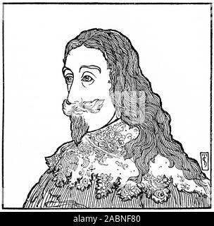 Portrait gravé de Charles I (1600 - 1649), roi d'Angleterre, roi d'Ecosse, et Roi d'Irlande à partir de 27 mars 1625 jusqu'à son exécution en 1649. Banque D'Images