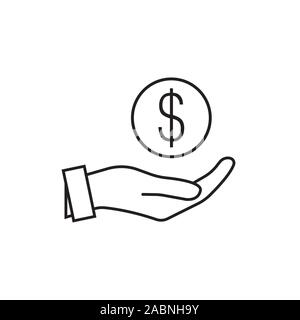 D'argent dans la main. Icône vecteur EPS 10. Gagner de l'argent, l'icône vecteur symbole de salaire. Appartement moderne, simple vector illustration pour site web ou application mobile. Part hol Illustration de Vecteur