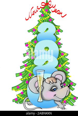 Rat, la souris, le zodiaque chinois, le calendrier chinois, l'icône 3D de vecteur Illustration de Vecteur