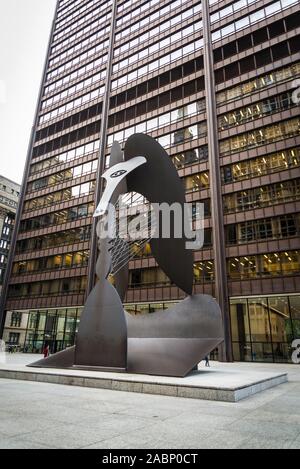 Chicago, une sculpture de Picasso untitled sculpture monumentale de Pablo Picasso à Daley Plaza dans la boucle de Chicago, Chicago, Illinois, États-Unis Banque D'Images