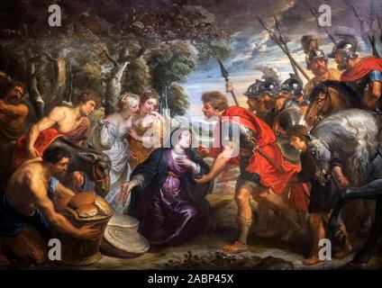 La rencontre de David et Abigail (1 Samuel. 25) de Peter Paul Rubens (1577-1640), huile sur toile, 1628 Banque D'Images