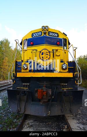 Train de l'Alaska en vue de face, lame à neige Banque D'Images