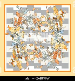 Motif fleurs Aquarelle en carrés géométriques. Châle, bandana, foulard, soie, foulard print pour tissu.Floral background. - Vector Illustration de Vecteur