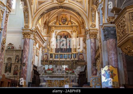 Intérieur de la cathédrale de Matera (la Cattedrale di Matera) sur la Piazza Duomo dans le quartier de sassi de Matera, Basilicate région, le sud de l'Italie Banque D'Images