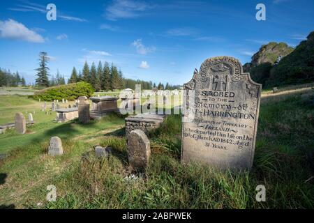 Pierres tombales du cimetière de réserver à Kingston et d'Arthur's Vale. Le cimetière a été en usage depuis environ 1798 et les pierres tombales témoignent de culpabilité Banque D'Images