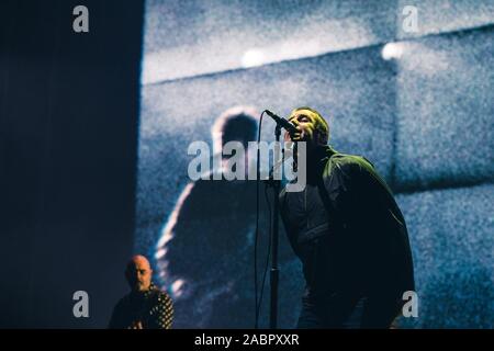 28 novembre 2019 : l'ancien chanteur du groupe Oasis, Liam Gallagher, effectue le premier de deux spectacles à guichets fermés à l'O2 Arena de Londres, 2019 (Image Crédit : © Myles Wright/Zuma sur le fil) Banque D'Images