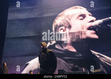 28 novembre 2019 : l'ancien chanteur du groupe Oasis, Liam Gallagher, effectue le premier de deux spectacles à guichets fermés à l'O2 Arena de Londres, 2019 (Image Crédit : © Myles Wright/Zuma sur le fil) Banque D'Images