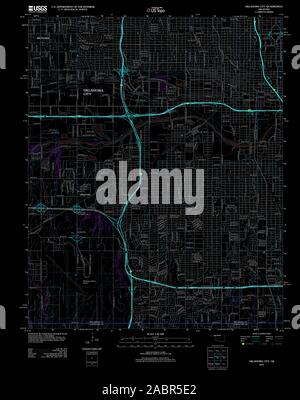 Carte TOPO USGS Oklahoma Oklahoma City OK TM 20121211 Restauration inversé Banque D'Images