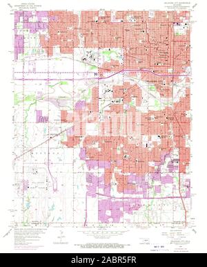 Carte TOPO USGS Oklahoma Oklahoma City OK 7064951956 Restauration 24000 Banque D'Images