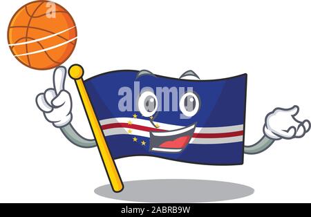 Mascotte de drapeau Cap vert personnage de style avec le basket-ball Illustration de Vecteur