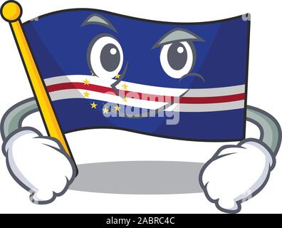 Cap-vert drapeau mascot cartoon style avec visage souriant Illustration de Vecteur