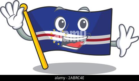 Brandissant un drapeau smiley cute cartoon style de caractère Cap vert Illustration de Vecteur