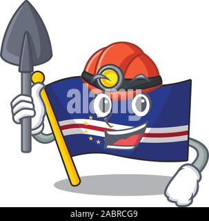 Cap-vert drapeau mineur cool de style cartoon mascot Illustration de Vecteur