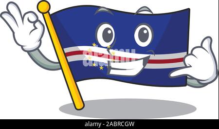 M'appeler cap-vert drapeau cute mascot cartoon style Illustration de Vecteur