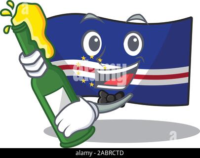 Cap-vert drapeau cool avec de la bière mascot cartoon style Illustration de Vecteur